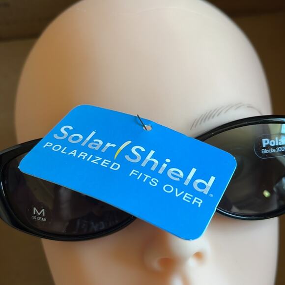 Solar Shield Fits Over Polarized Rectangular Sunglasses Black M - Picture 4 of 11
